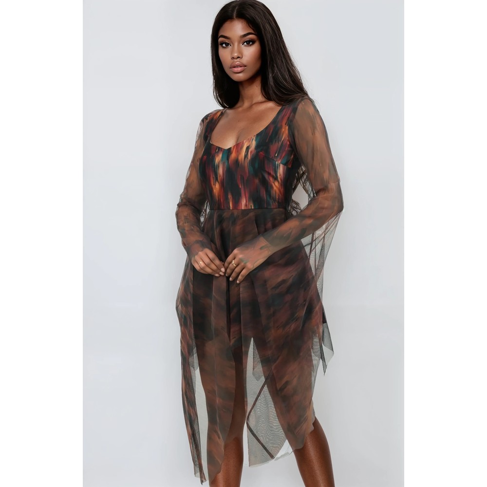 Attitude Corsets - Holleigh Abstract Print Kurzes Kleid